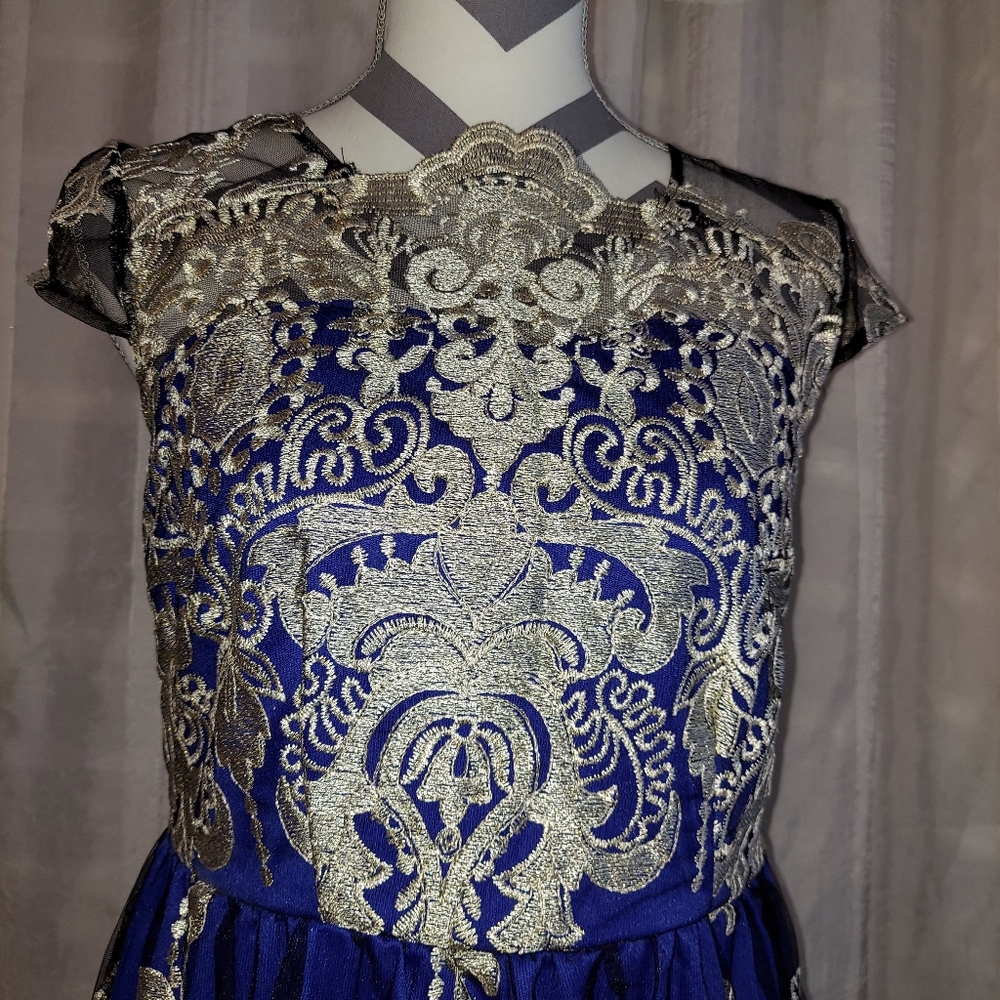 Blue and gold dress